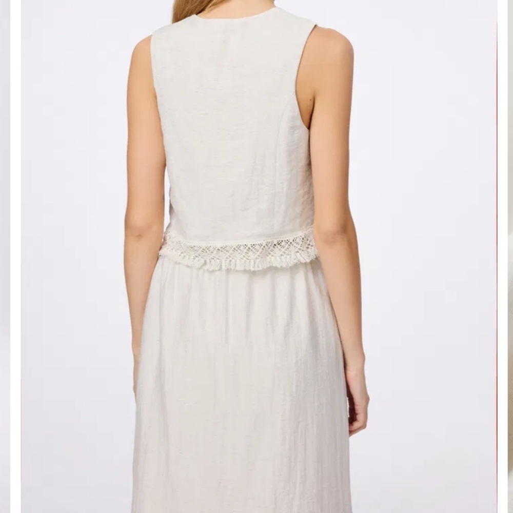 New Fabrique Velia Fringed Vest Set in Cotton Linen - Picture 12 of 14